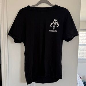 Star Wars The Mandalorian Black Short Sleeve Tee with White Chest Logo